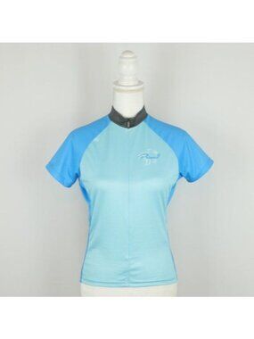Primal Women's Small Blue Gray Fish 7/8 Zip Short Sleeve Cycling Jersey